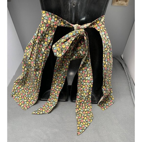 Vintage Floral Half Apron With Red & Yellow Trim Handmade - Picture 4 of 6